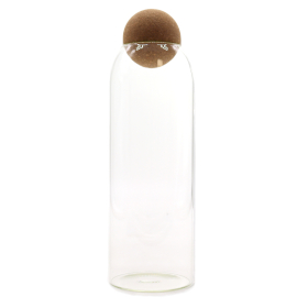 Pot en verre avec bouchon en liège naturel style rustique - transparent - 25 cm