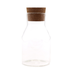 Pot en verre avec bouchon en liège naturel style rustique - transparent - 15 cm