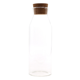 Pot en verre avec bouchon en liège naturel style rustique - transparent - 25 cm