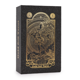 Tarot Doré avec Feuilles d\'Or et Livre – Coffret Cadeau