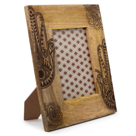 Grand cadre photo en bois de manguier (pour 13x18cm) 28x23x2cm - hamsa - Noir