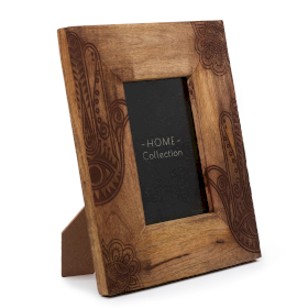 Cadre photo moyen en bois de manguier (pour 10x15cm) 26x20x2cm - Hamsa - Noir