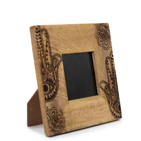 Petit cadre photo en bois de manguier (pour 10x15cm) 20x20x2cm - hamsa - Noir