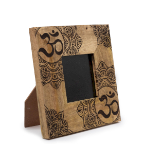 Petit cadre photo en bois de manguier (pour 10x15cm) 20x20x2cm - Mandala - Noir
