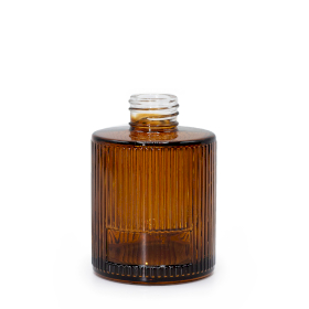 6x Bouteille de diffuseur de parfum 150ml ronde nervurée (col 28mm) - Ambre