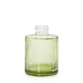 6x Bouteille de diffuseur de parfum 150ml ronde nervurée (col 28mm) - Vert fumé
