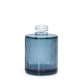 6x Bouteille de diffuseur de parfum 150ml ronde nervurée (col 28mm) - Bleu fumé