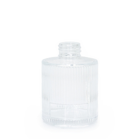 6x Bouteille de diffuseur de parfum 150ml ronde nervurée (col 28mm) - Transparent