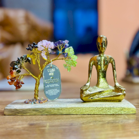 Jardin de Yoga en Pierres Précieuses - Pose Mudra - Arbre Inclinée Sept Chakras - 100 pierres