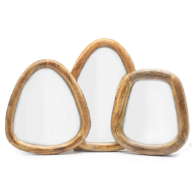 Ensemble de 3 miroirs en forme de galet - Finition brun foncé