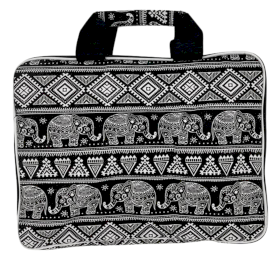 Sac Doublé pour Ordinateur Portable (motif éléphants) - 33 x 24 x 3 cm