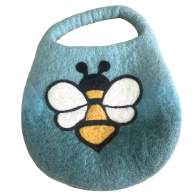 Sac Abeille en Feutre Mouillé –  Anse avec Fermoir Magnétique – Vert Bleu