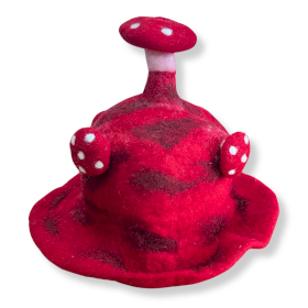 Chapeau Champignon en Feutre – Rouge Frissons Intenses