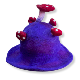 Chapeau Champignon en Feutre – Violet Profond