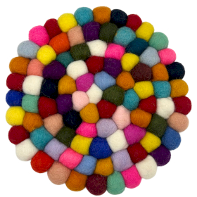 Set de Table Ronds en Boules de Feutre – 20 cm Multicolores
