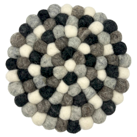 Set  de Table  Ronds en Boules de Feutre – 20 cm Gris Multicolores