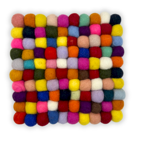Set  de Table Carrés en Boules de Feutre – 20 cm Multicolores