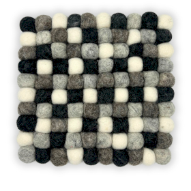Set de Table Carrés en Boules de Feutre – 20 cm Gris Multicolores