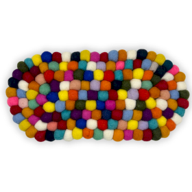 Centre de table en Boules de Feutre – 38x18 cm Multicolores
