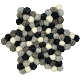Centre de table Etoile en Boules de Feutre – 38x18 cm Gris Multicolores