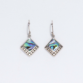 Boucles d’oreilles Coquillage & Argent - Carré à Points - Abalone