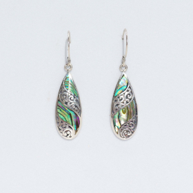 Boucles d’oreilles Coquillage & Argent - Goutte Longue - Abalone