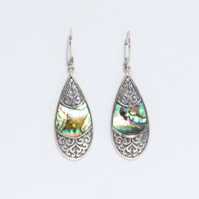 Boucles d’oreilles Coquillage & Argent - Goutte Ovale - Abalone
