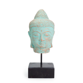Tête de Bouddha Quiétude sur Socle - Cuivre Vert