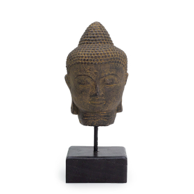 Tête de Bouddha Quiétude sur Socle - Gris