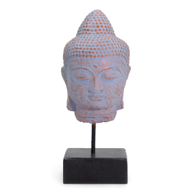 Tête de Bouddha Quiétude sur Socle - Cuivre Bleu