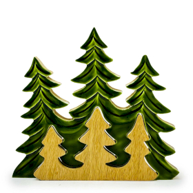 Trio de sapins, décoration en bois 3D – 20x23 cm