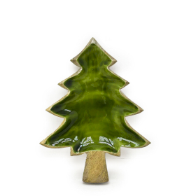Bol en bois émaillé forme de sapin  – 25x19 cm