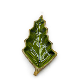 Bol en bois émaillée forme de feuille  – 33x17 cm
