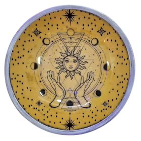 Assiette d\'offrande émaillée à trois pieds – Mains & Soleil