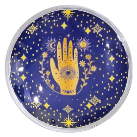 Assiette d\'offrande émaillée à trois pieds – Hamsa Bleu