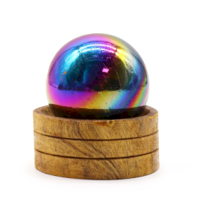 Sphère en cristal de gemme 50 mm - Aura d\'améthyste avec support