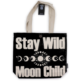 Sac en tissu Iconic Tote Bag - Reste Sauvage, Enfant de la Lune - Noir coton naturel