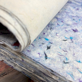 10x Papier Artisanal Lokta – Coton bleu