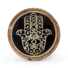 10x Porte-encens disque - Or et noir sur bois de manguier – Hamsa