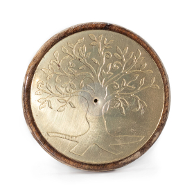 10x Porte-encens disque- Or sur bois de manguier – Arbre de Vie