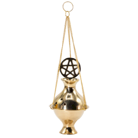 Brûleur d\'encens en laiton suspendu - Pentagramme