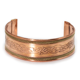 6x Bracelets larges cuivre avec décor laiton (assortiment varié)