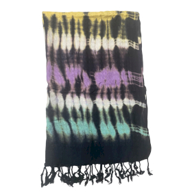 4x Foulard Bohème Java Art - Rayures Multicolores - 62x200 cm