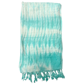 4x Foulard Bohème Java Art - Rayures Sarcelle & Motif - 62x200 cm