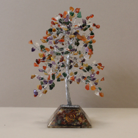 Arbre à Pierres Précieuses avec Base en Orgonite - 320 Pierres - Multi