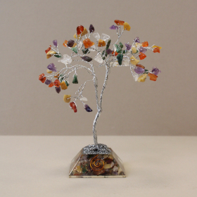 Arbre à Pierres Précieuses avec Base en Orgonite - 80 Pierres - Multi