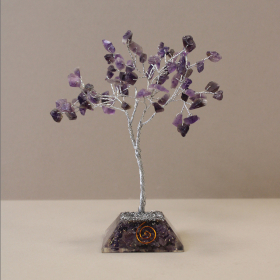 Arbre à Pierres Précieuses avec Base en Orgonite - 80 Pierres - Améthyste