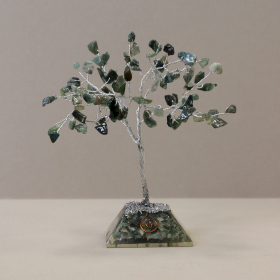 Arbre à Pierres Précieuses avec Base en Orgonite - 80 Pierres - Agate mousse