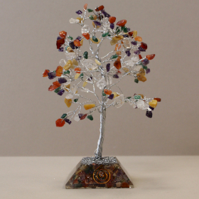 Arbre à Pierres Précieuses avec Base en Orgonite - 160 Pierres - Multi