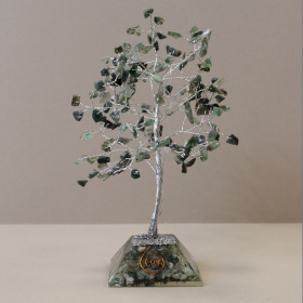 Arbre à Pierres Précieuses avec Base en Orgonite - 160 Pierres - Agate mousse